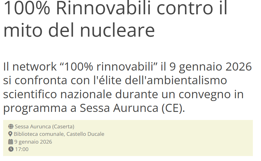 100% Rinnovabili contro il mito del nucleare